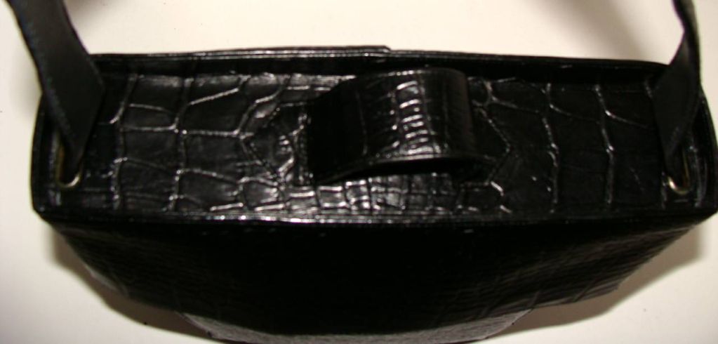 Women's Rare Black Architectural Box Purse with Slide Opening Top For Sale