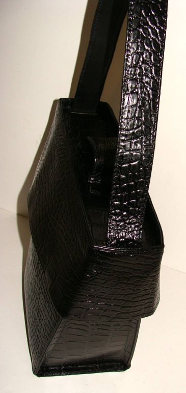 Rare Black Architectural Box Purse with Slide Opening Top For Sale 4