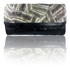 Vintage Sleek Frog and Snakeskin Clutch