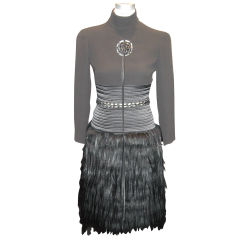 Black Silk Crepe, Saitn, Goat and Fox Dress