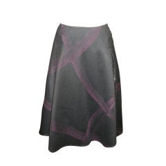 Black Double Faced Cashmere Skirt with Purple Floss Embroidery
