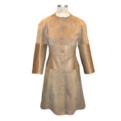 Suede and Trapunto Stitched Leather Coat