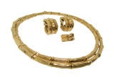 Retro Cartier 18k Yellow Gold Bamboo Set (Necklace, Ring & Earrings)