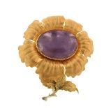 Buccellati Lavender Jade & 18k Gold Thistle Flower Pin