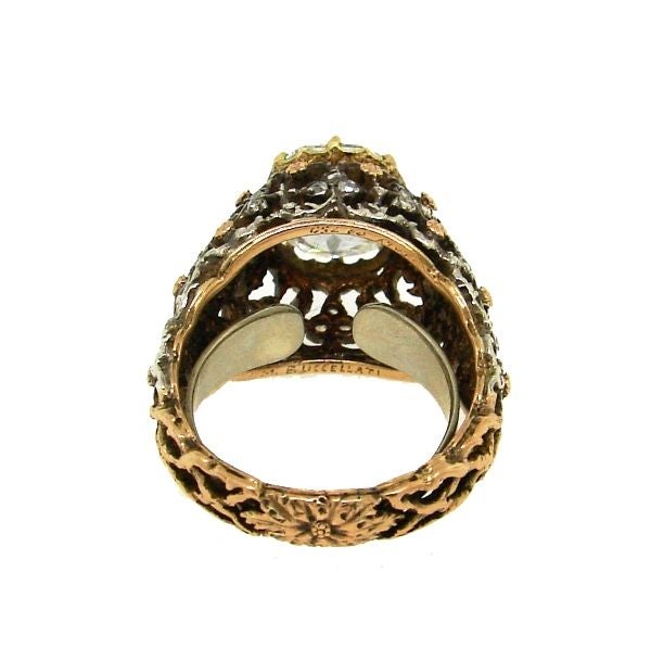 Mario Buccellati  3.64 cts Cushion Cut Diamond & 18k Gold Ring 3