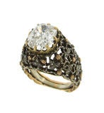 Mario Buccellati  3.64 cts Cushion Cut Diamond & 18k Gold Ring
