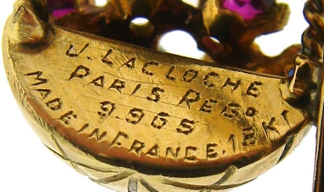 A Pair of Lacloche  Diamond, Gems & 18k Gold Women Figures Pins 5