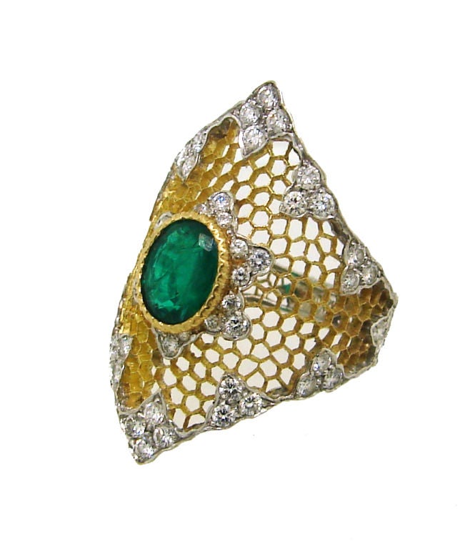 Buccellati Emerald, Diamond & Two-tone Gold Ring 1