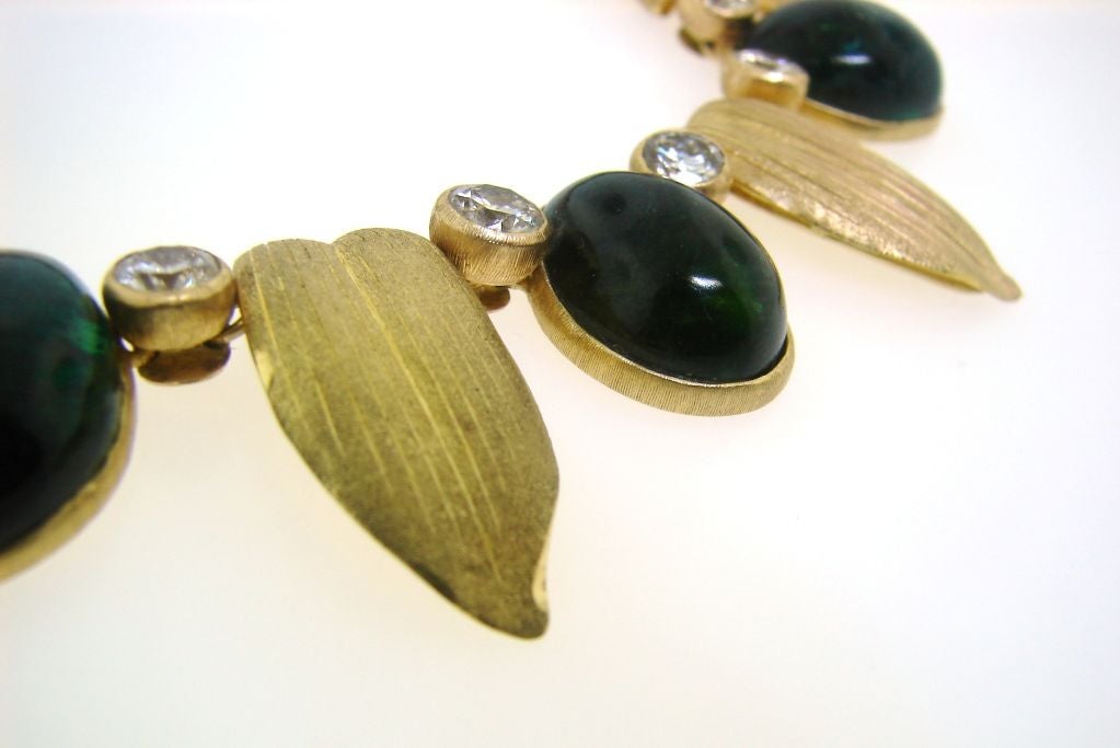 Buccellati Diamond, Green Tourmaline Gold  Necklace & Earrings 1