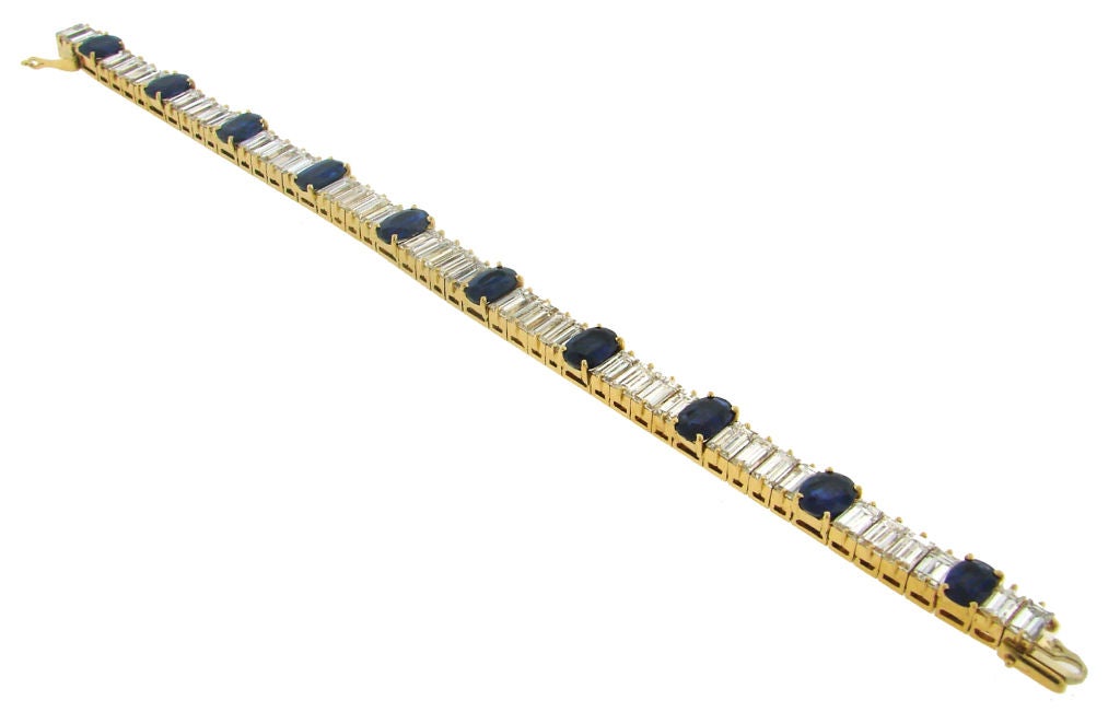 Women's Cartier Diamond, Sapphire & Yellow Gold Tennis Bracelet