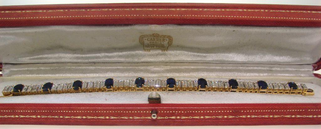Cartier Diamond, Sapphire & Yellow Gold Tennis Bracelet 2