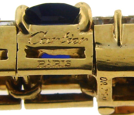 Cartier Diamond, Sapphire & Yellow Gold Tennis Bracelet 4
