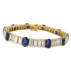 Cartier Diamond, Sapphire & Yellow Gold Tennis Bracelet