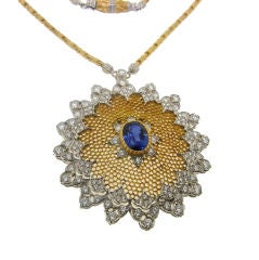 Fantastic Buccellati Sapphire, Diamond & Gold Pendant