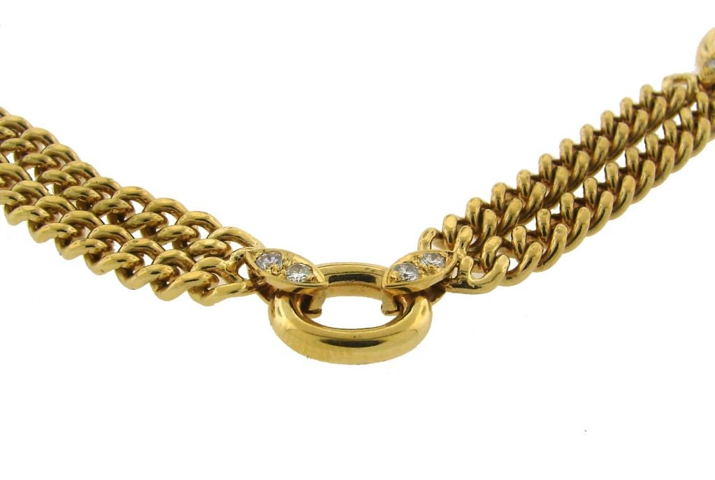 Van Cleef & Arpels Diamond & 18k Yellow Gold Necklace In Excellent Condition In Beverly Hills, CA