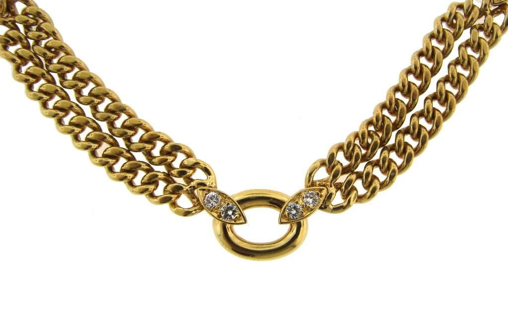 Women's or Men's Van Cleef & Arpels Diamond & 18k Yellow Gold Necklace