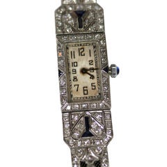 French art deco diamond watch with platinum mesh band