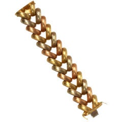 Tri-color 18K gold retro bracelet