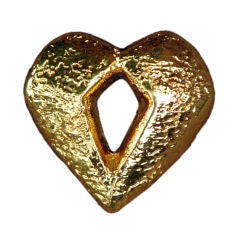 Vintage 1980s CHRISTIAN LACROIX Gilt Sculpted 
Heart
 Brooch