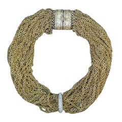 Vintage 1970s CINER 24 Strand Gilt Chain & Paste Necklace