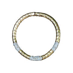 Vintage 1980s CINER Gilt & Paste Sculpted Link Choker Necklace