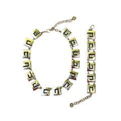 1980s GIVENCHY 'G' Link Gilt Necklace & Bracelet Suite