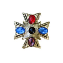 1960s ROBERT ORIGINALS Gilt & Paste 'Maltese' Cross Brooch