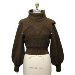 1990s CHANEL Gilt Metal 'Bell' Trimmed Knit Sweater