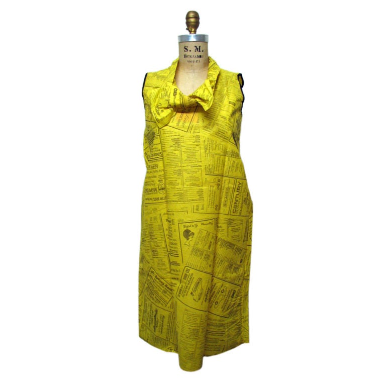 1960s WASTE BASKET BOUTIQUE 'Yellow Pages' Paper Dress
