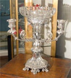 A perfect example of the late regency style in silver, beautifully made, by Birmimgham's renowned silversmith Mathew Bolton.  The cut glass bowls are in fine condition. Around 1850 the candle sockets were made by another silversmith to interchange