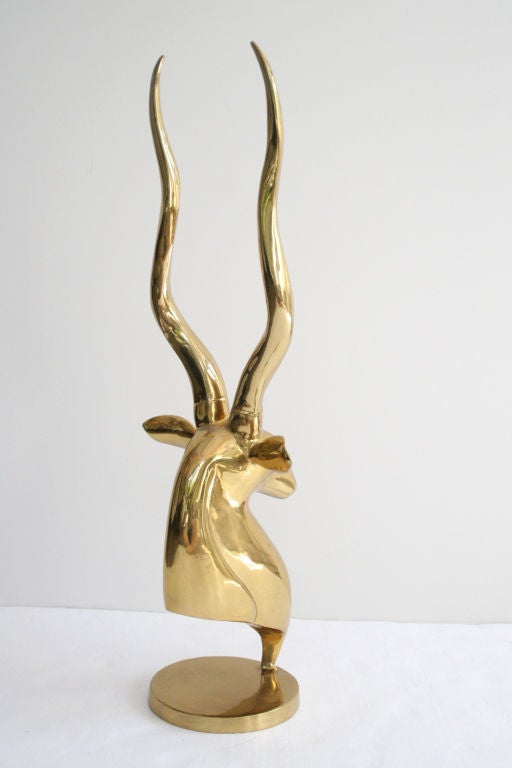 Polished Brass Gazelle Sculpture In Excellent Condition For Sale In Los Angeles, CA