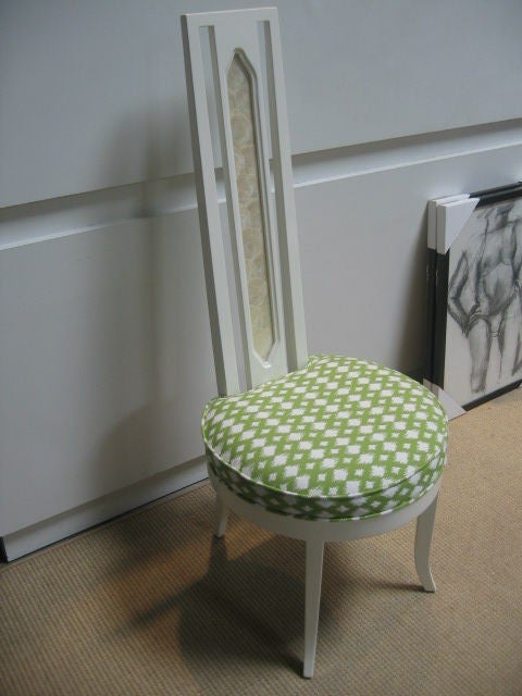 White Lacquered Chair with Capiz Shell Overlay Back