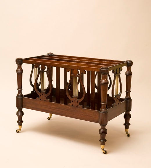 Large Regency Carved Mahogany and Brass Double Canterbury, English, circa 1810 For Sale 1