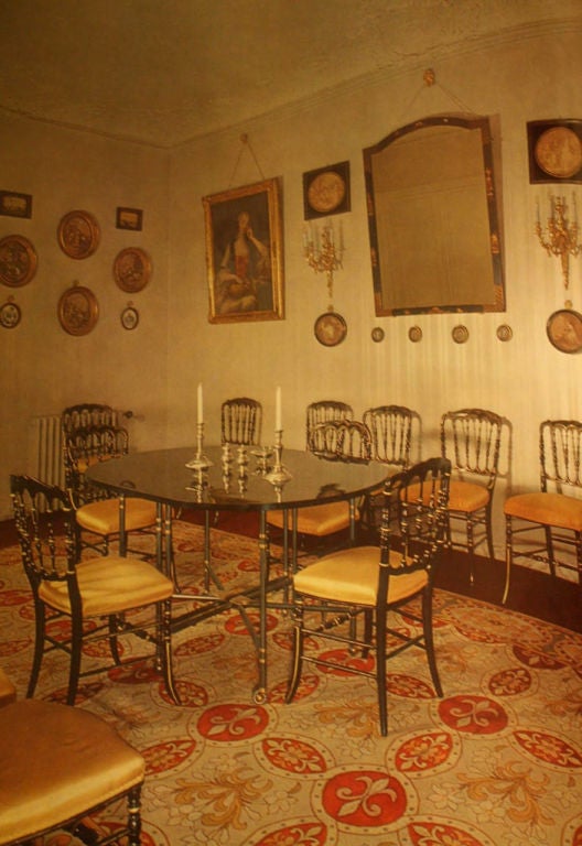 Mid-20th Century Set of Four Ebonized Chiavari Chairs-gold painted decoration