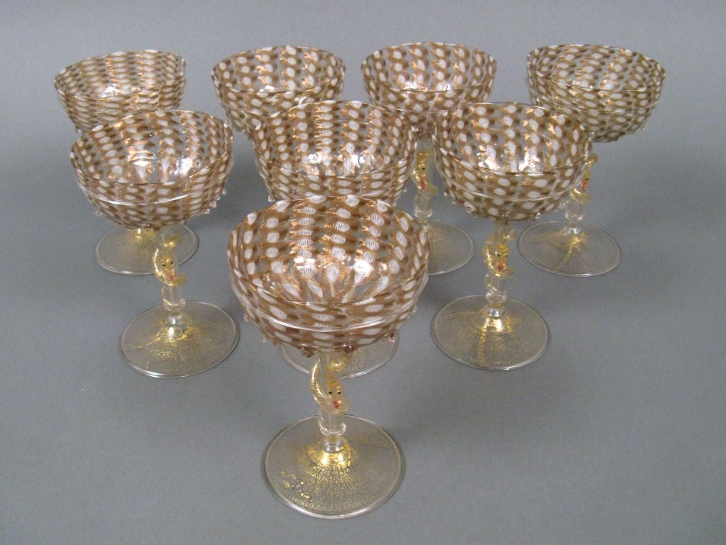 20th Century Venetian Snake Glasses by Salviati For Sale