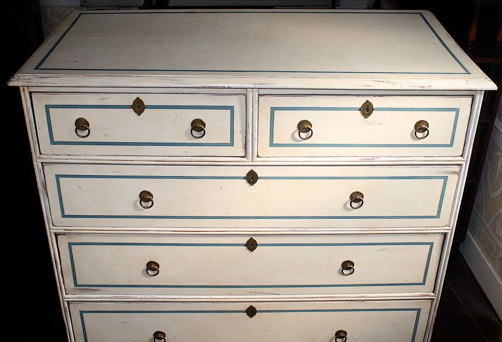 18th Century and Earlier Painted 'Bun Foot' Chest of Drawers