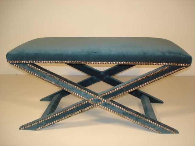 Pair of "X" Base Upholstered Benches