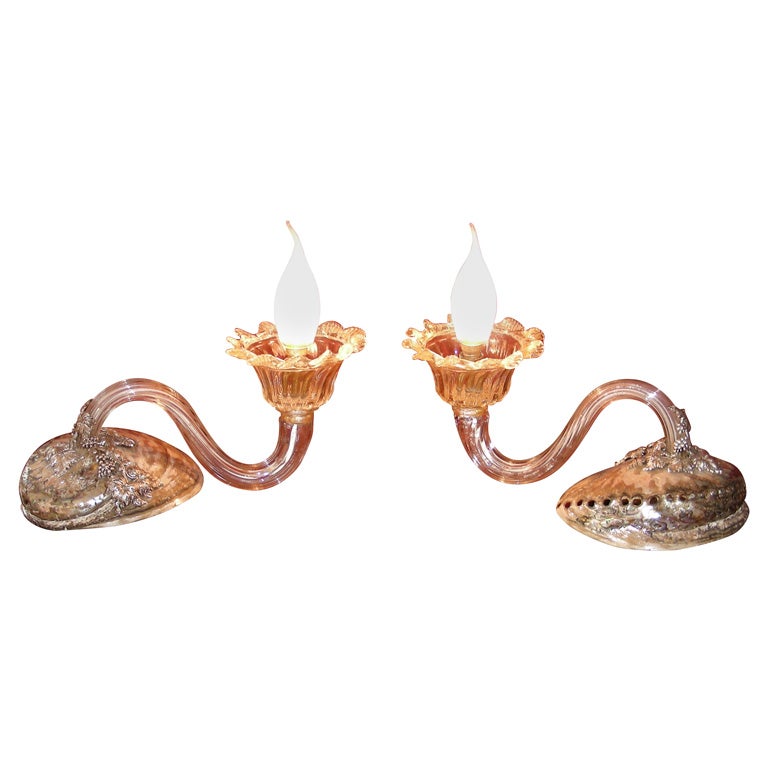 Two Sconces in Murano Glass For Sale
