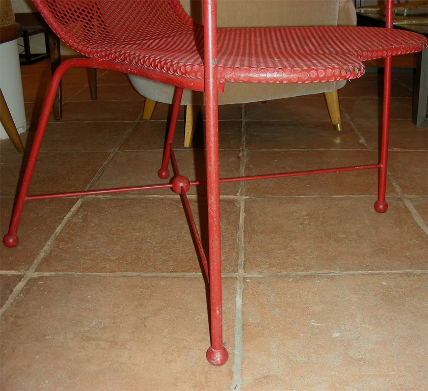 Two 1950s Red Metal Armchairs by Jean Royere 5