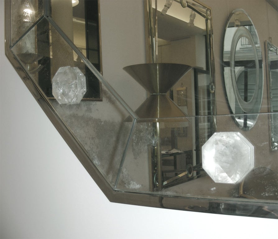 Octagonal Oxydized Mirror by André Hayat For Sale 2