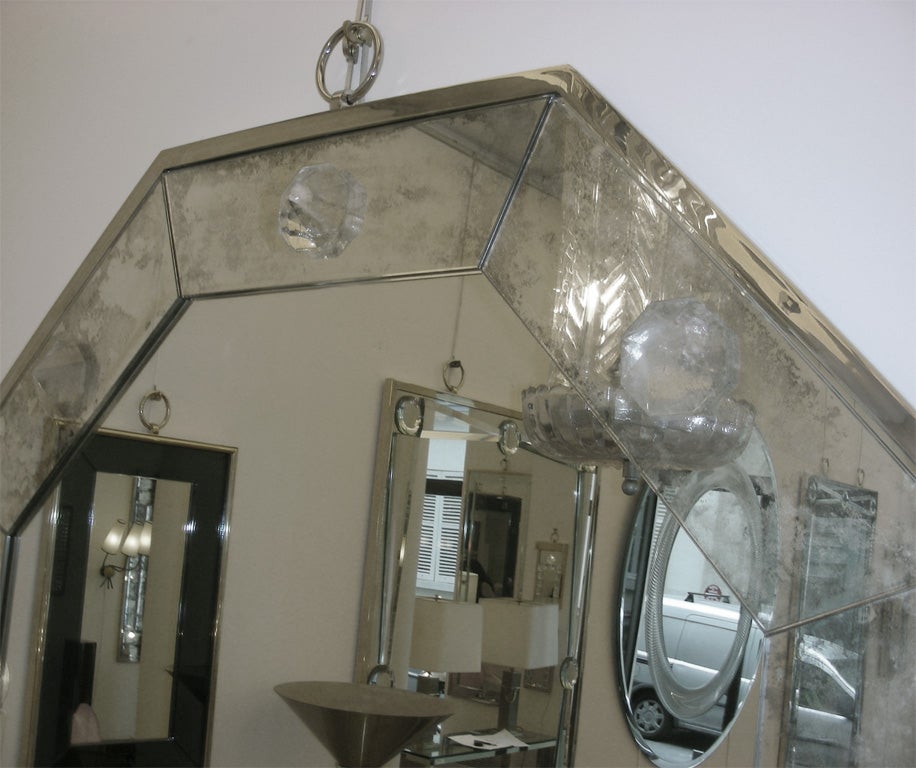 Octagonal Oxydized Mirror by André Hayat For Sale 4