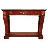 Signed Empire Marble Top Mahogany Console