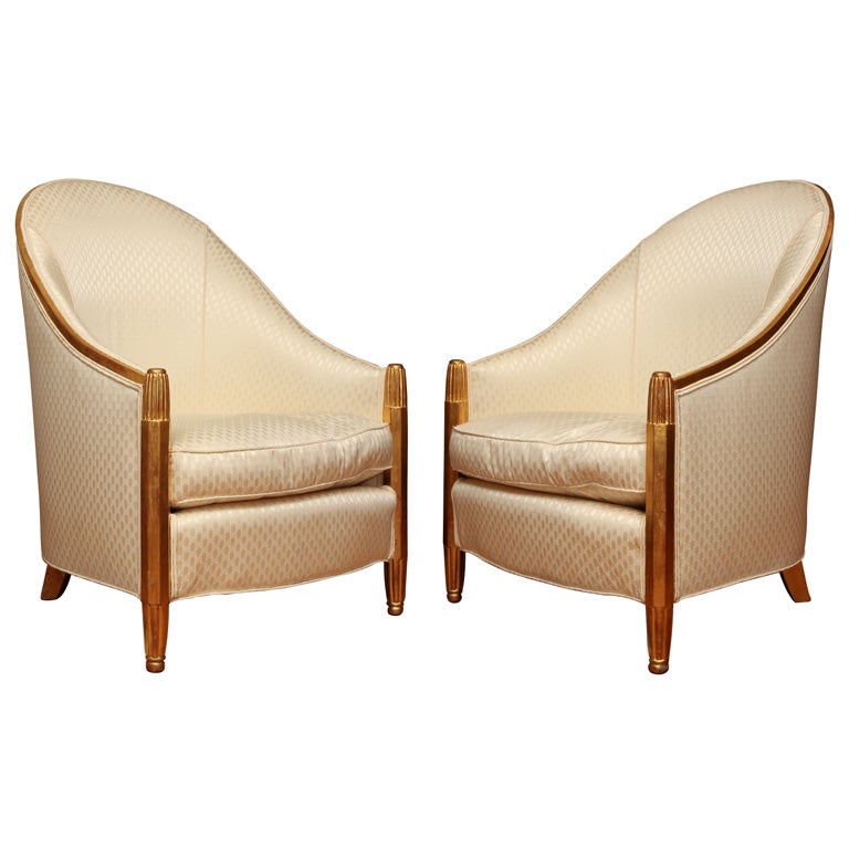 A Pair of Art Deco Giltwood Club Chairs