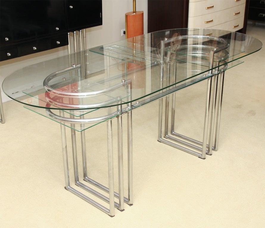 Tubular chrome desk with original glass surfaces (stamped 