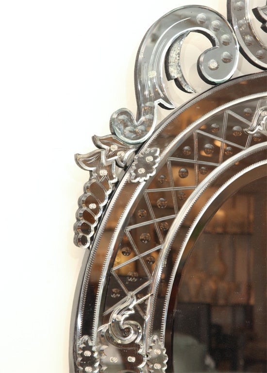 Italian Oval Venetian Mirror For Sale