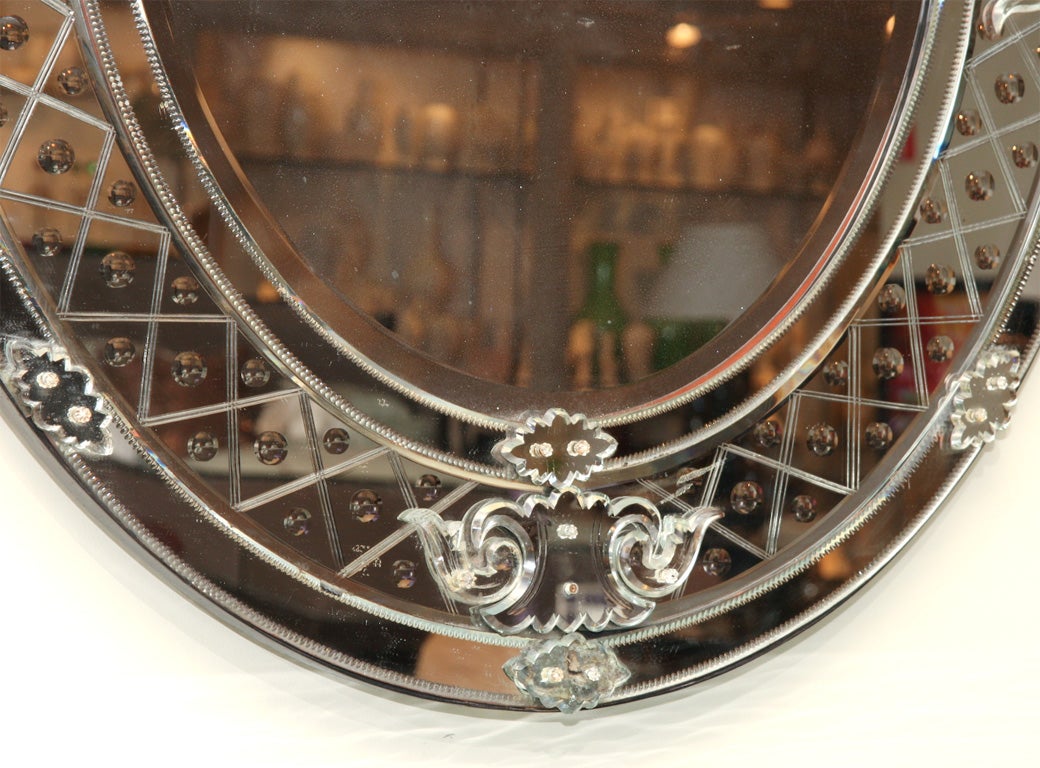 20th Century Oval Venetian Mirror For Sale