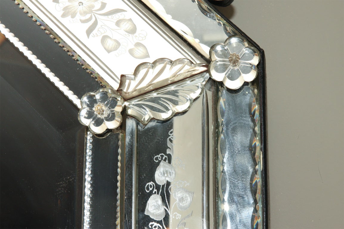 Italian Octagon Venetian Cushion Mirror For Sale