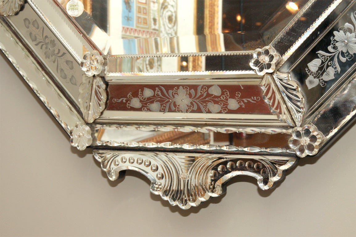 Octagon Venetian Cushion Mirror For Sale 1