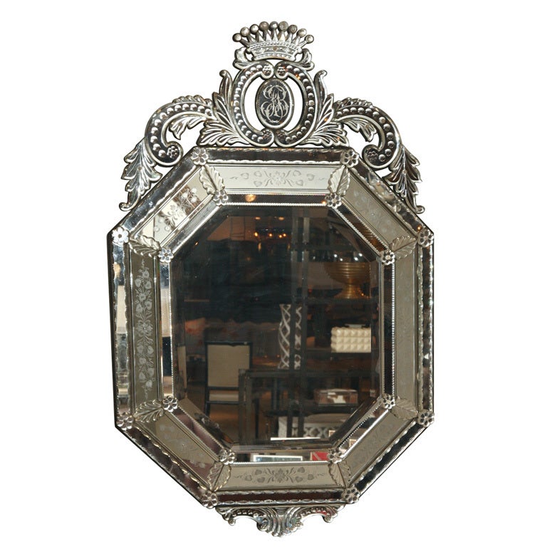 Octagon Venetian Cushion Mirror For Sale