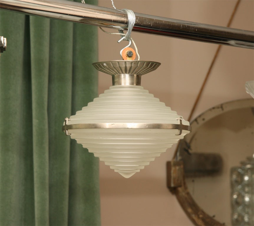 Pair of Art Deco Ceiling Pendants by G. LELEU